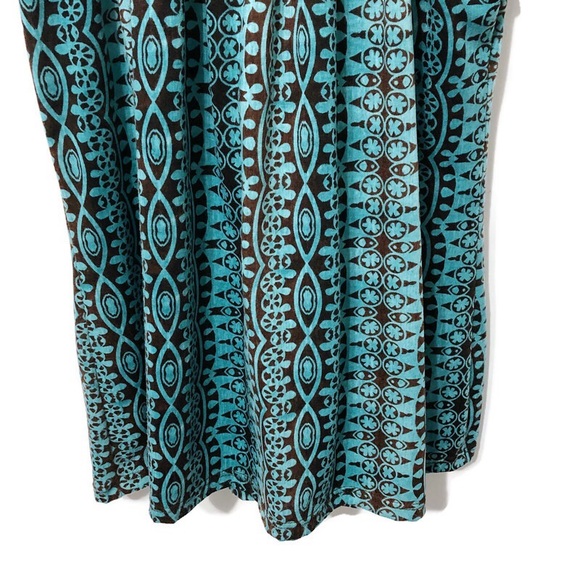 CLAUDIA RICHARD Boho Peasant Top Blue Brown Sz LG - Picture 8 of 15